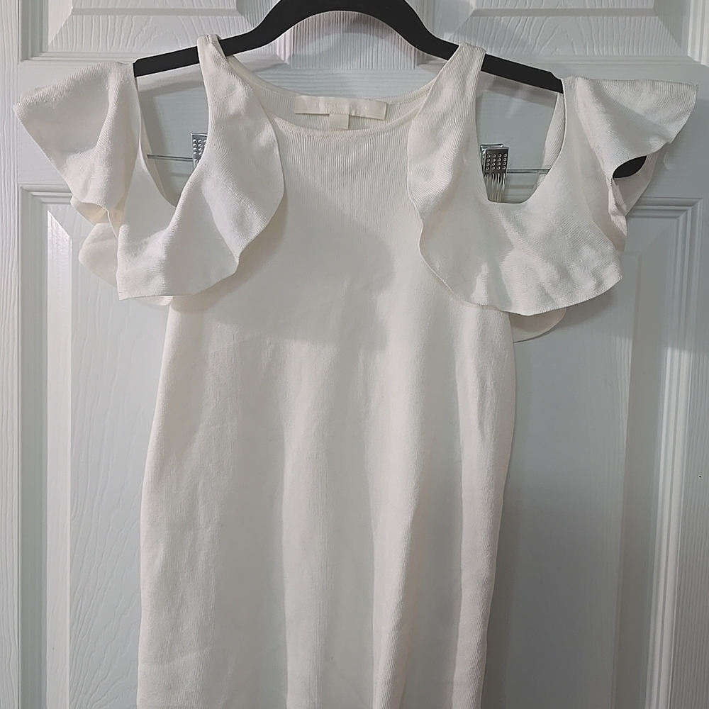 Jonathan Simkhai White Ruffled Cold Shoulder High Neck Top Blouse Size XS - Picture 1 of 8